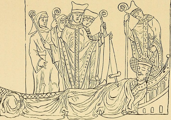 Norman bishop and abbots from a 12th century manuscript (public domain)
